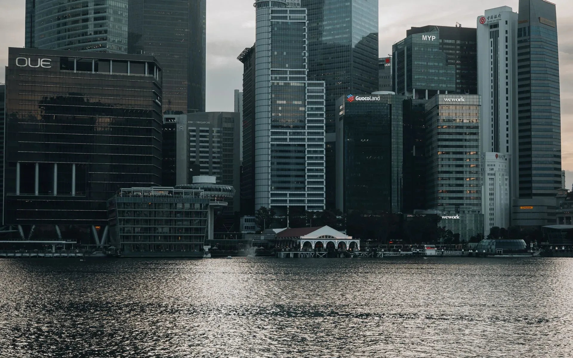 City skyline at dusk